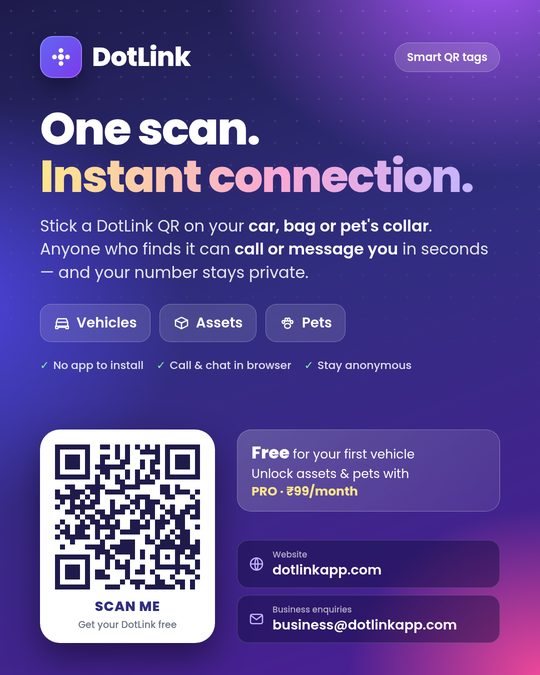 DotLink QR sticker: one scan and they reach you, your number stays private